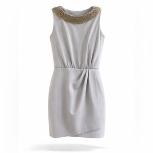 Moschino Cheap & Chic Gray Mini Dress with Safety Pin accented collar size 6.